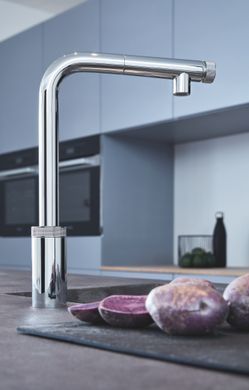 фото Змішувач для кухні з висувним виливом Grohe Eurosmart New (31613000)