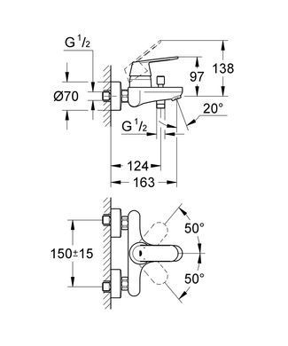 фото Змішувач для ванни Grohe Eurosmart Cosmopolitan (32831000)