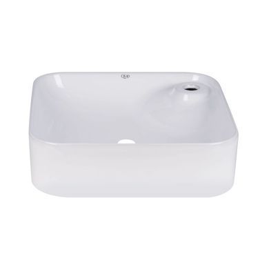 фотографія Комплект Qtap Stork: Раковина накладна квадратна 430x430x120 мм White + Донний клапан PU02