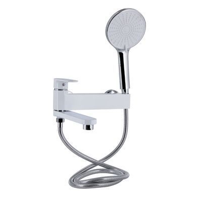 фото Смеситель для ванны Qtap Jay с поворотным изливом (c душевым гарнитуром) QTJAY260CRW45554 Chrome/White