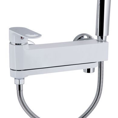 фото Смеситель для ванны Qtap Jay с поворотным изливом (c душевым гарнитуром) QTJAY260CRW45554 Chrome/White