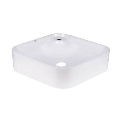 фотографія Комплект Qtap Stork: Раковина накладна квадратна 430x430x120 мм White + Донний клапан PU02
