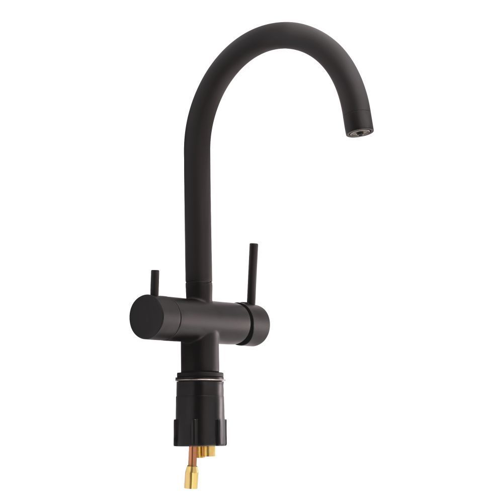фото Смеситель для кухни Qtap Kuchyne с подключением для питьевой воды QTKUC92102UB Black Matt