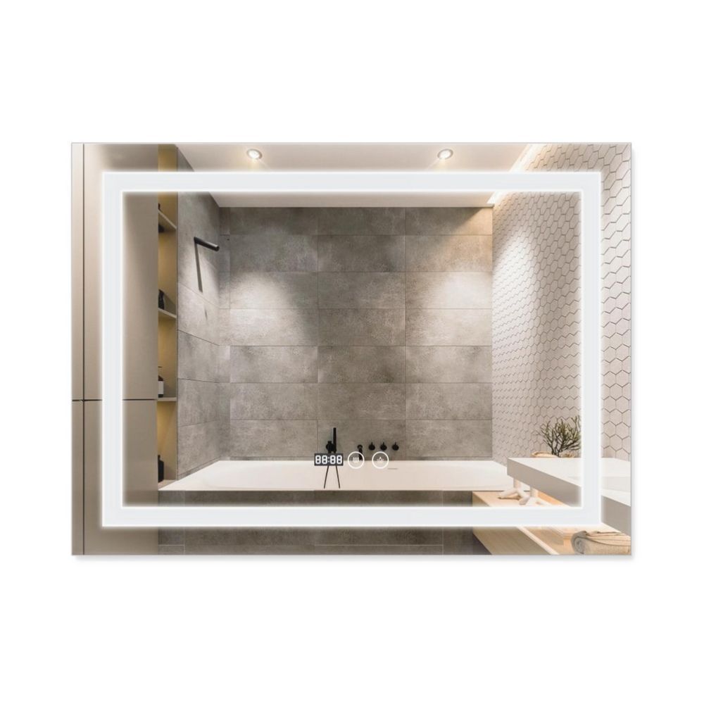 фото Зеркало Qtap Mideya (DC-F904) 800х600 с LED-подсветкой Touch, с антизапотеванием, с часами, диммером, рег. яркости QT2078F904W