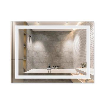 фотографія Дзеркало Qtap Mideya (DC-F904) 800х600 з LED-підсвічуванням Touch, з антизапотіванням, з годинником, димером, рег. яскравості QT2078F904W
