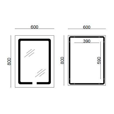 фото Зеркало Lidz Kubis 600х800 с LED-подсветкой Touch, с антизапотеванием, с диммером, рег. яркости LD78LF9376080