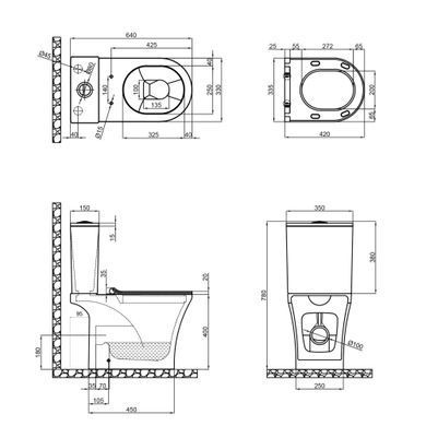фотографія Унітаз-компакт Qtap Presto безобідковий з сідінням Soft-close QT24221217AW