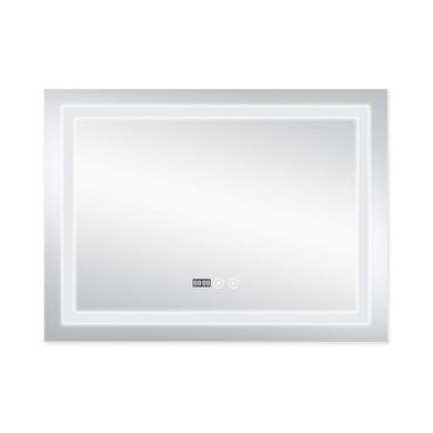 фото Зеркало Qtap Mideya (DC-F904) 800х600 с LED-подсветкой Touch, с антизапотеванием, с часами, диммером, рег. яркости QT2078F904W