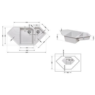 фото Кухонная мойка с дополнительной чашей Lidz 1000x500/225 GRA-09 (LIDZGRA091000500225)