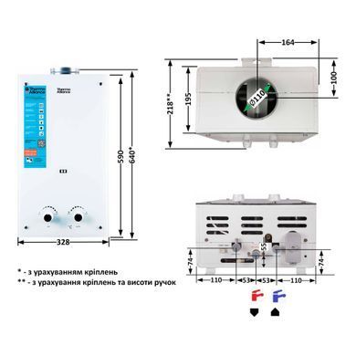 фотографія Колонка газова димохідна Thermo Alliance JSD20-10GE 10 л панель скляна White