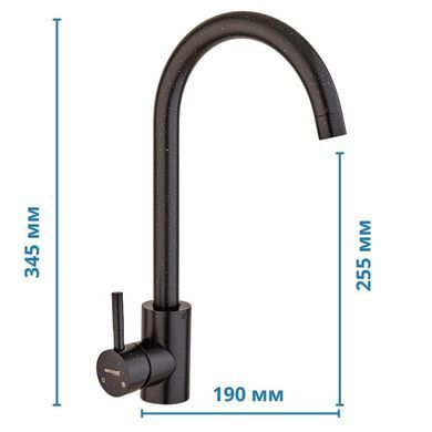 фотографія Змішувач для кухні Mixxus SUS-011 STONE Black (нерж. сталь) (MI6209)