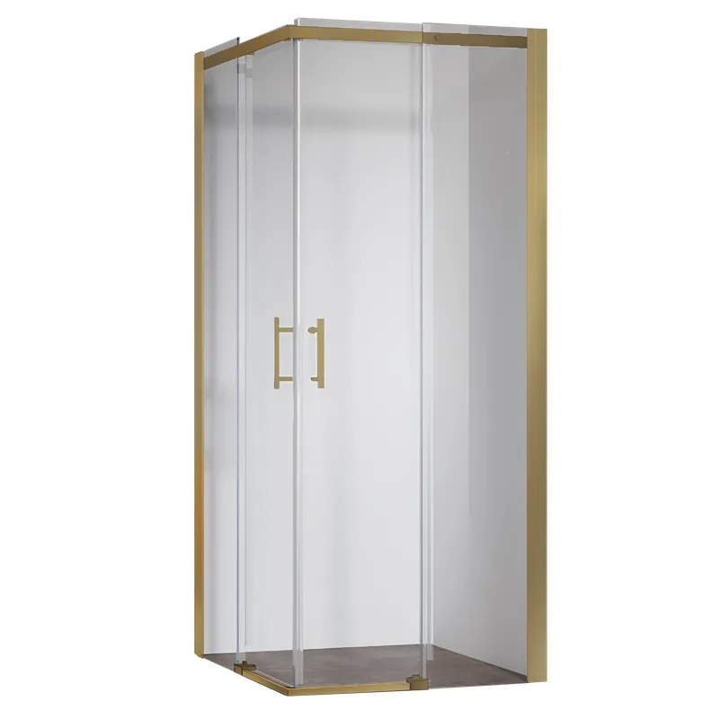фото Душова кабіна без піддону KOER SR SC03-90x90x200-TR-12 прозоре скло EASY CLEAN 6мм матове золото (KR5358)