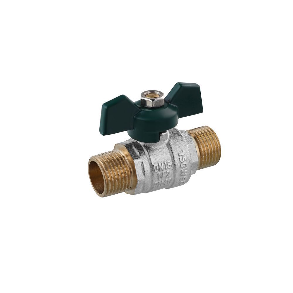 фото Кран шаровой STA "LB" 1/2" НН PN40 зеленая бабочка, никелированный