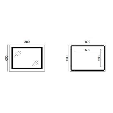 фото Зеркало Lidz Kubis 600х800 с LED-подсветкой Touch, с антизапотеванием, с диммером, рег. яркости Reverse LD78LF9048060