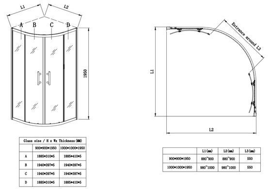 фото Душова кабіна без піддону KOER SR SC04-90x90x195-TR-01 прозоре скло EASY CLEAN 5мм хром (KR5360)