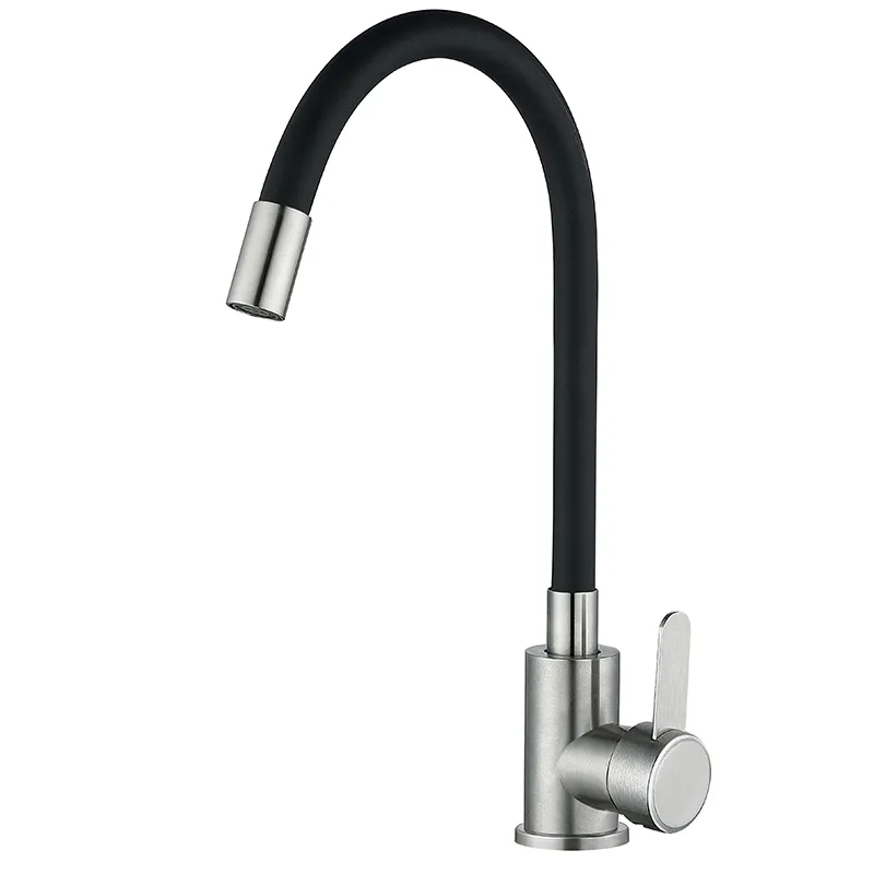 фото Змішувач для кухні з чорним гнучким виливом Mixxus FAN-011 Refl.Black (нерж. сталь) (MI6105)