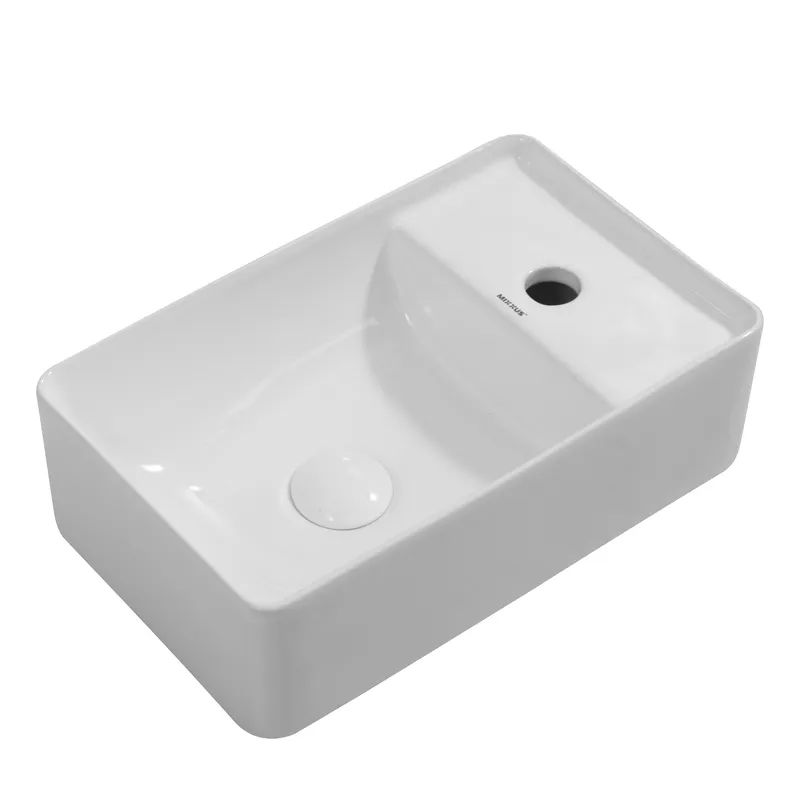 фото Раковина підвісна Mixxus Premium QUADRO-1201-L 430х265х135mm з отвором під змішувач та переливом (MP6505)