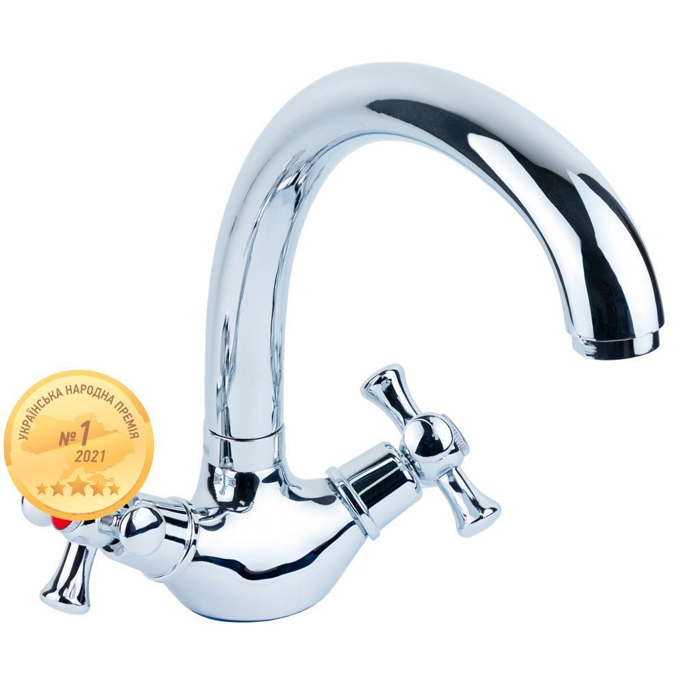 фото Змішувач PL 1/2" для кухні гусак вухо на гайці AQUATICA PL-4B155C (9777110)
