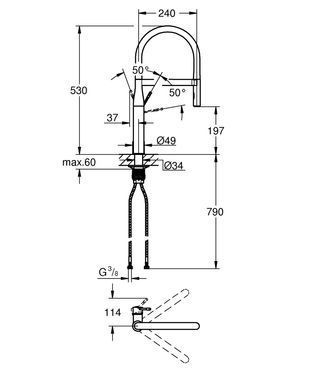 фотографія Змішувач для кухні з гнучким виливом Grohe Essence New (30294000)