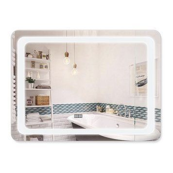 фотографія Дзеркало Qtap Mideya (DC-F908) 800х600 з LED-підсвічуванням Touch, з антизапотіванням, з годинником, димером, рег. яскравості QT2078F908W