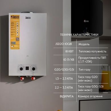 фотографія Колонка газова димохідна Thermo Alliance JSD20-10QB 10 л EURO