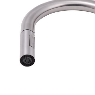 фотографія Змішувач для кухні Qtap Lenicka з висувним виливом QTLEN9138103UN Brushed Nickel PVD