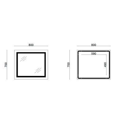 фото Зеркало Lidz Kubis 700х800 с LED-подсветкой Touch, с антизапотеванием, с диммером, рег. яркости Reverse LD78LF9048070