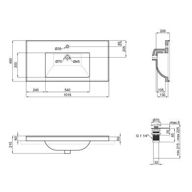 фото Раковина Qtap Albatross 5C 1000х480х210 White с донным клапаном QT01115100CW