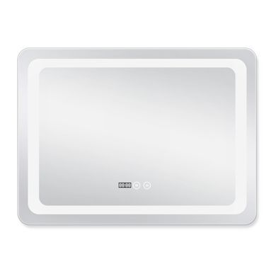 фотографія Дзеркало Qtap Mideya (DC-F908) 800х600 з LED-підсвічуванням Touch, з антизапотіванням, з годинником, димером, рег. яскравості QT2078F908W