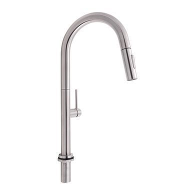 фотографія Змішувач для кухні Qtap Lenicka з висувним виливом QTLEN9138103UN Brushed Nickel PVD