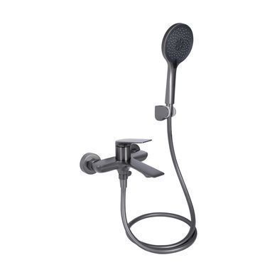 фотографія Змішувач для ванни Qtap Vlasta New (з душовим гарнітуром) QTVLA259GMB45643 Gunmetal Black PVD