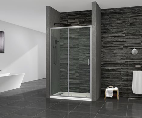 фото Двері у нішу розсувні MIXXUS PREMIUM DIVERSE SD01-100x185-TR CHROME прозоре скло 5мм (MI7165)