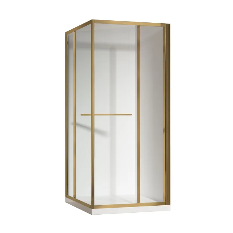 фото Душова кабіна без піддону KOER SR SC09-90x90x200-R-TR-12 прозоре скло EASY CLEAN 6мм матове золото (KR5771)