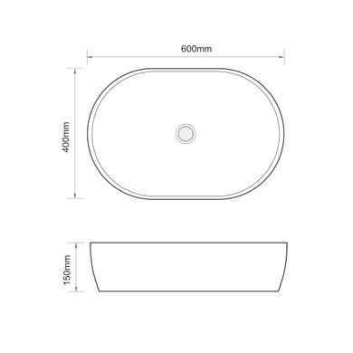 фото Раковина накладна Mixxus Premium ELLIPSE-0105 EDGE GOLD 600х400х150mm (MP6564)