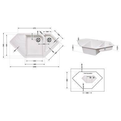фотографія Кухонна мийка з додатковою чашею Lidz 1000x500/225 WHI-01 (LIDZWHI011000500225)