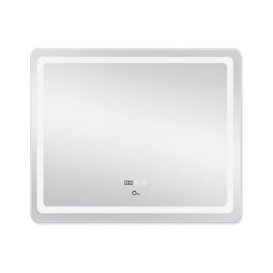 фотографія Дзеркало Qtap Mideya (DC-F910) 1000х800 з LED-підсвічуванням Touch, з антизапотіванням, з годинником, димером, рег. яскравості QT2078F910W