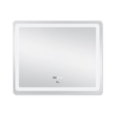 фотографія Дзеркало Qtap Mideya (DC-F910) 1000х800 з LED-підсвічуванням Touch, з антизапотіванням, з годинником, димером, рег. яскравості QT2078F910W