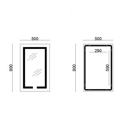 фото Зеркало Lidz Kubis 800х500 с LED-подсветкой Touch, с антизапотеванием, с диммером, рег. яркости LD78LF9365080