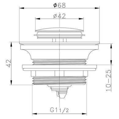 фото Донний клапан для ванни ZERIX BV-07 автоматичний (Click-Clack) (Колір хром) 1 1/2'' (ZX6024)
