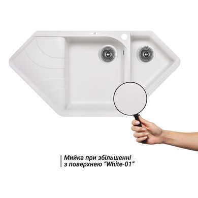 фотографія Кухонна мийка з додатковою чашею Lidz 1000x500/225 WHI-01 (LIDZWHI011000500225)