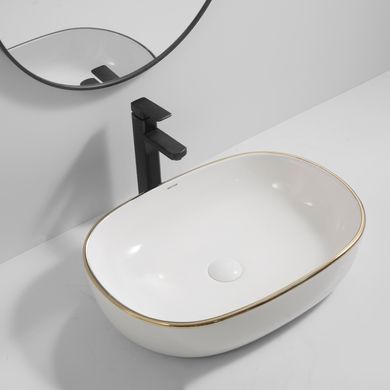 фото Раковина накладна Mixxus Premium ELLIPSE-0105 EDGE GOLD 600х400х150mm (MP6564)
