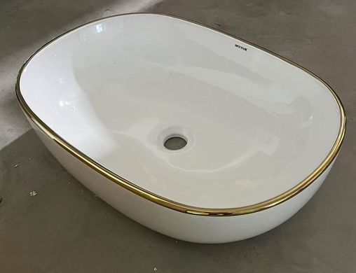 фото Раковина накладна Mixxus Premium ELLIPSE-0105 EDGE GOLD 600х400х150mm (MP6564)