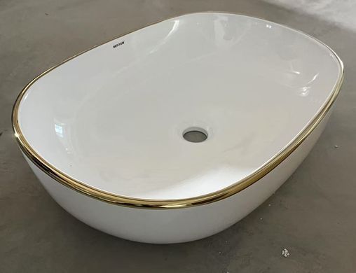 фото Раковина накладна Mixxus Premium ELLIPSE-0105 EDGE GOLD 600х400х150mm (MP6564)