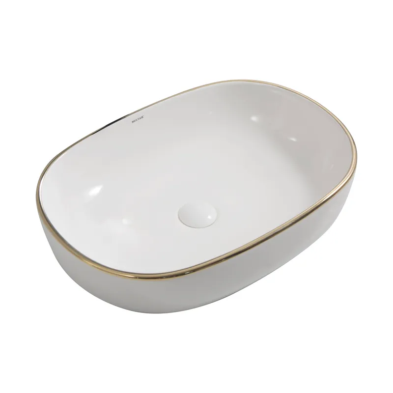 фото Раковина накладна Mixxus Premium ELLIPSE-0105 EDGE GOLD 600х400х150mm (MP6564)
