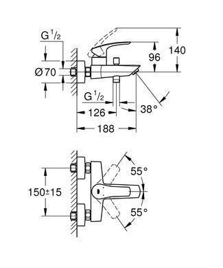 фотографія Змішувач для ванни Grohe Eurosmart (333002433)