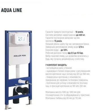 фотографія Інсталяція KollerPool AQUA LINE + TWIST Black панель змиву + підвісний унітаз KVADRO START Black matt з сидінням Soft-close ( змив Tornado )