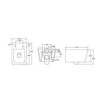 фото Унітаз підвісний Mixxus QUADRO-0304-R 520x360x365mm, система змиву RIMLESS (MI6707)
