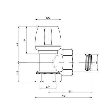 фото Кран радиаторный Icma 3/4" угловой №803