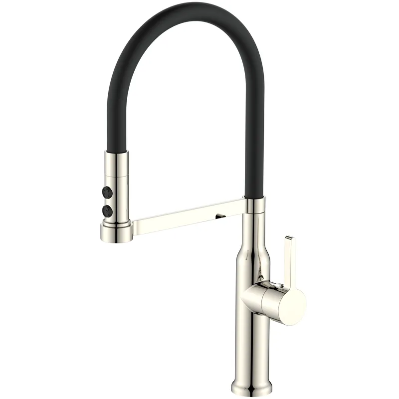 фото Змішувач для кухні MIXXUS PREMIUM PULL 017 SS COLOR REFL.BLACK (Колір нерж.+силік.вилив чорний) (MI8279)