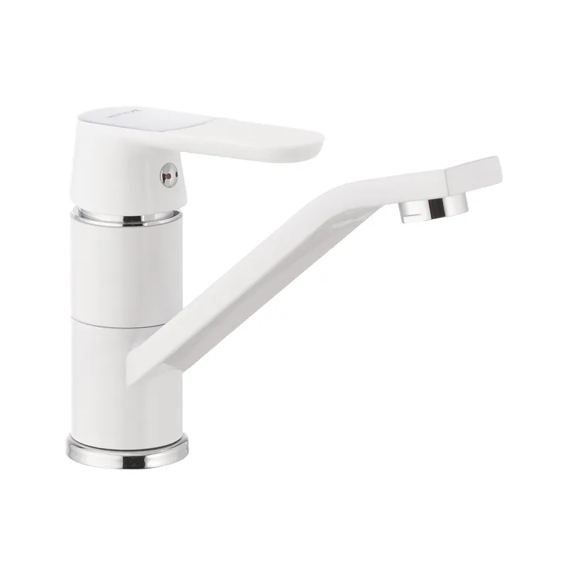 фото Змішувач для умивальника Mixxus Premium TIGER 555 (виливши 15 см) білий (MI0574)